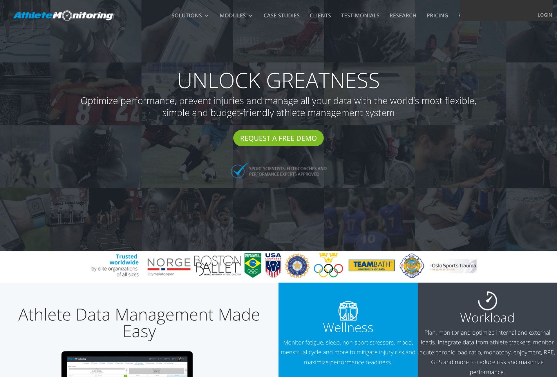 The old athletemonitoring.com website