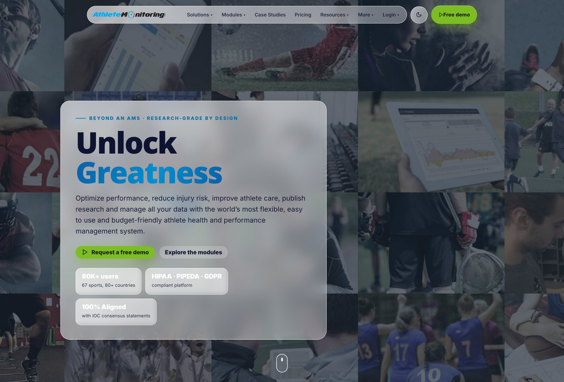 The new athletemonitoring.com website, designed by brunaro